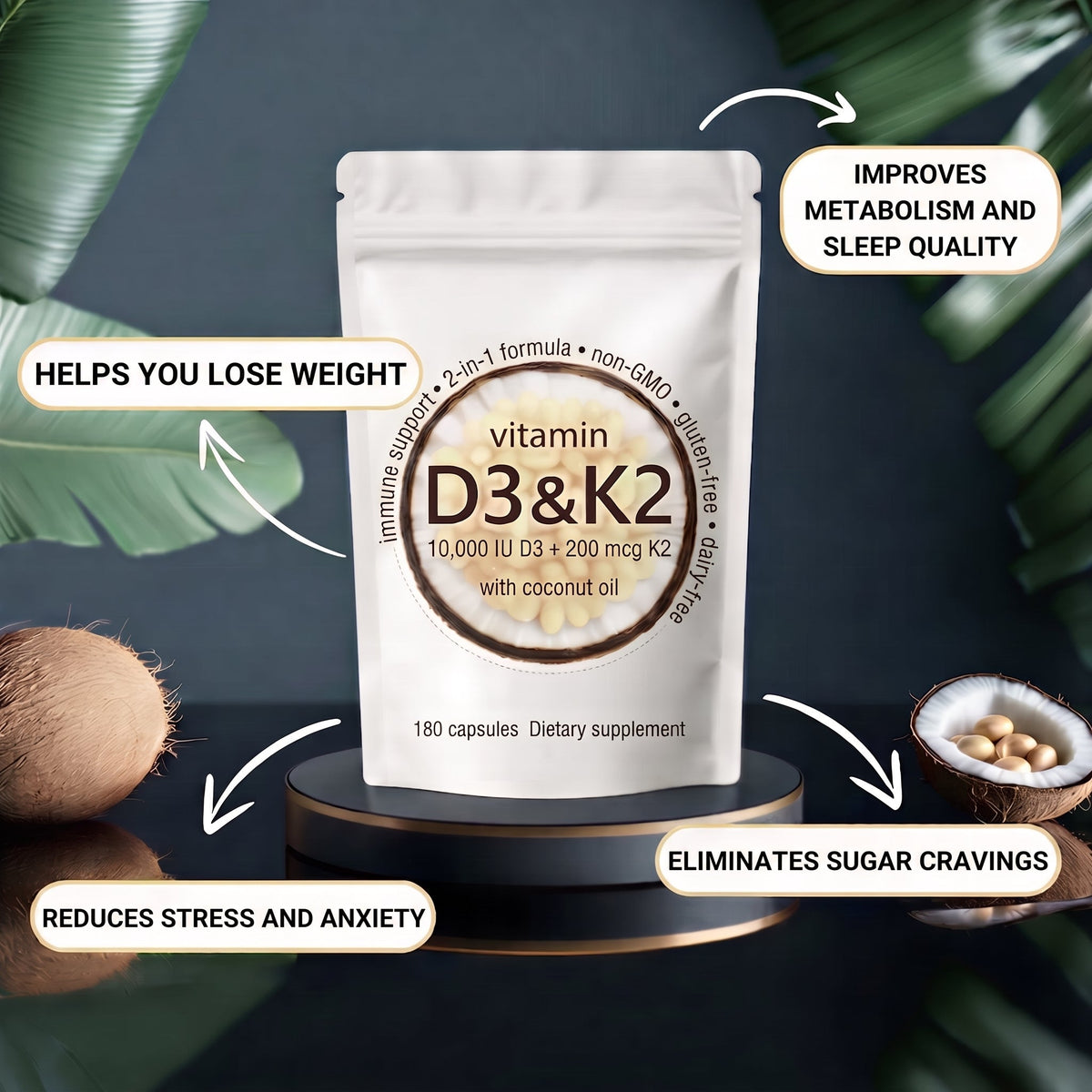 Vitamin D3 & K2 benefits: metabolism, immunity