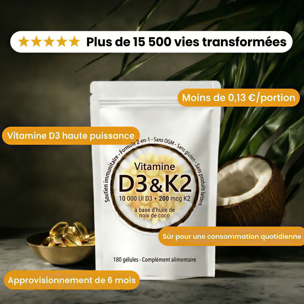 Vitamine D3 & K2 Haute Dose – Gélules Molles