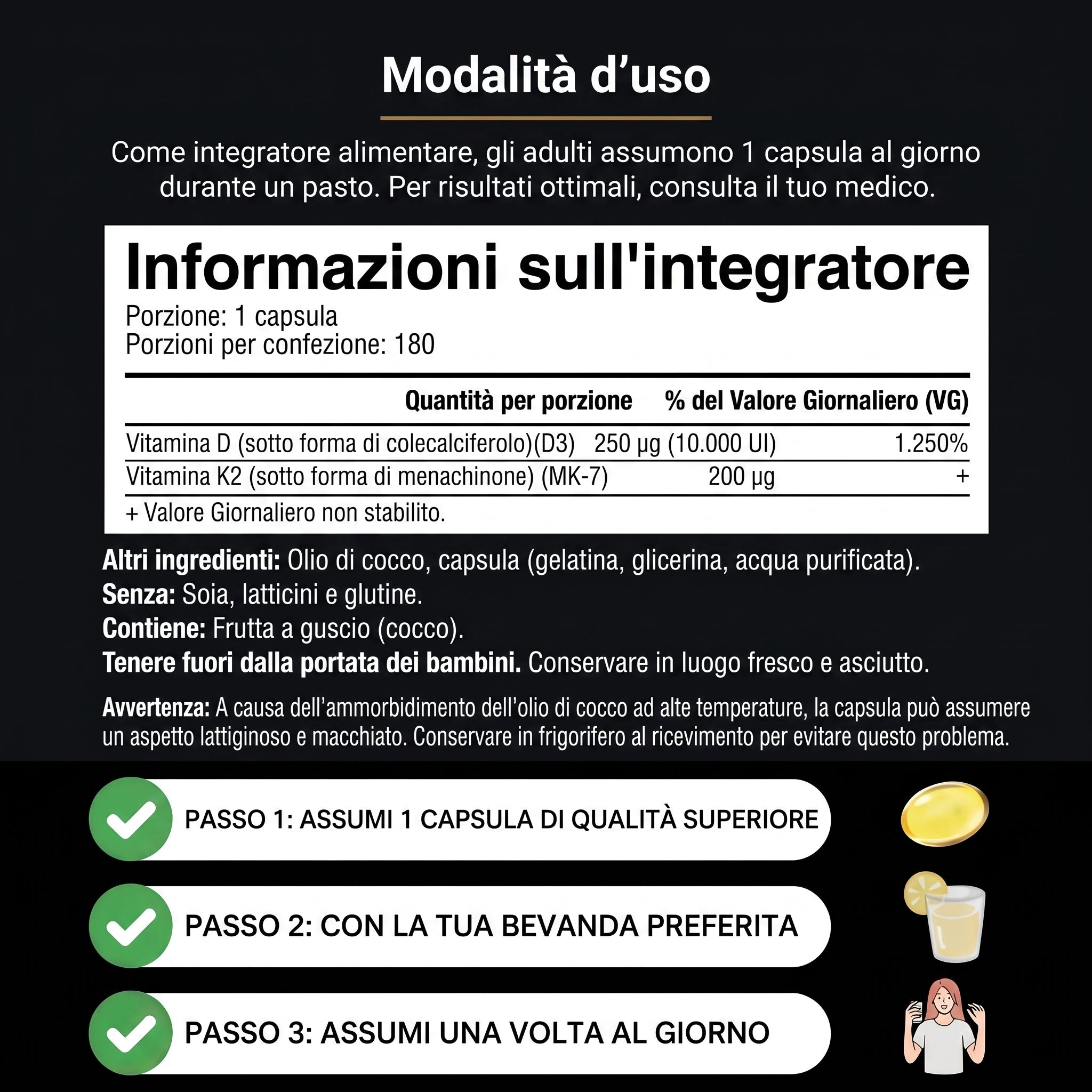 Vitamina D3 & K2 modalità d'uso e informazioni prodotto Immagine