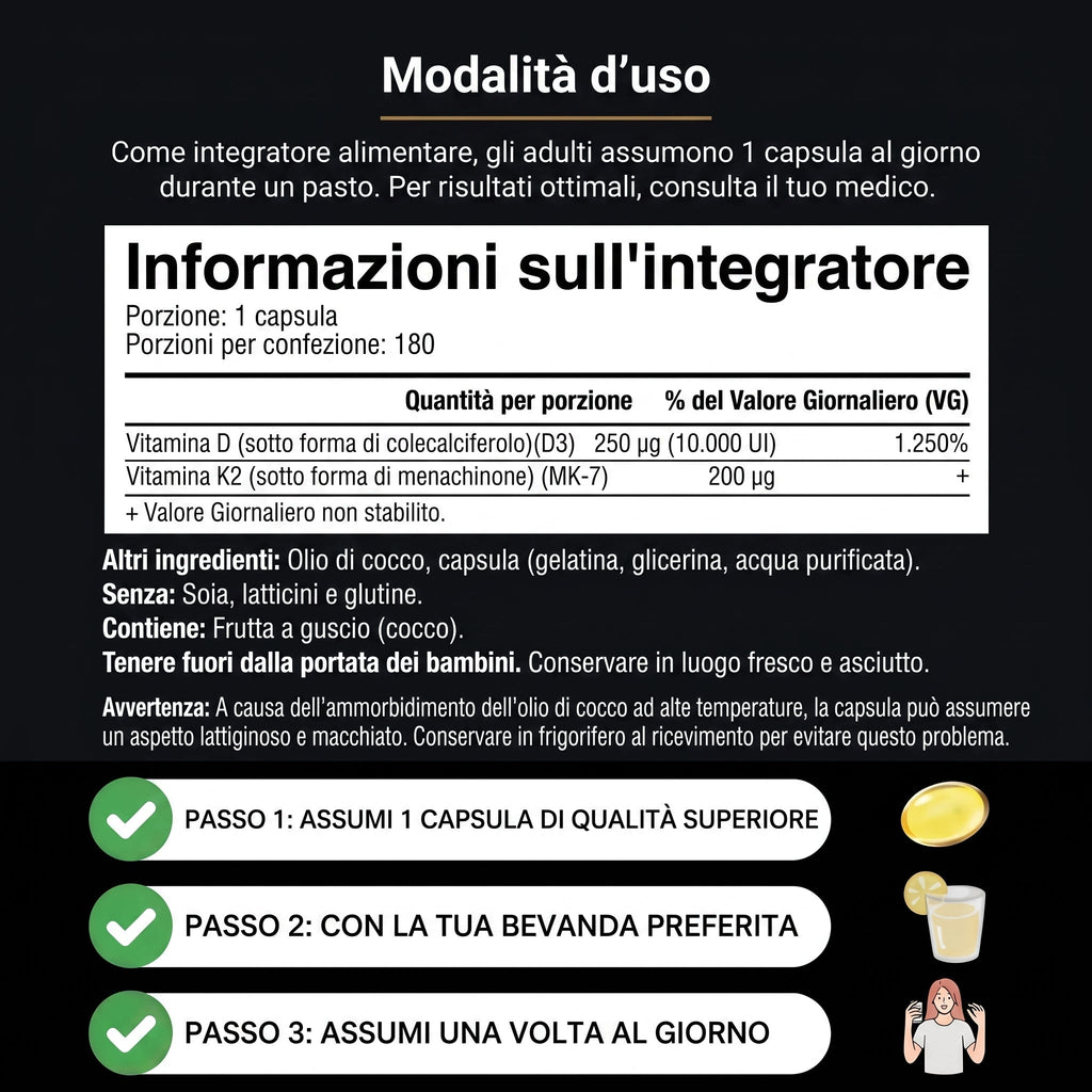 Vitamina D3 & K2 modalità d'uso e informazioni prodotto
