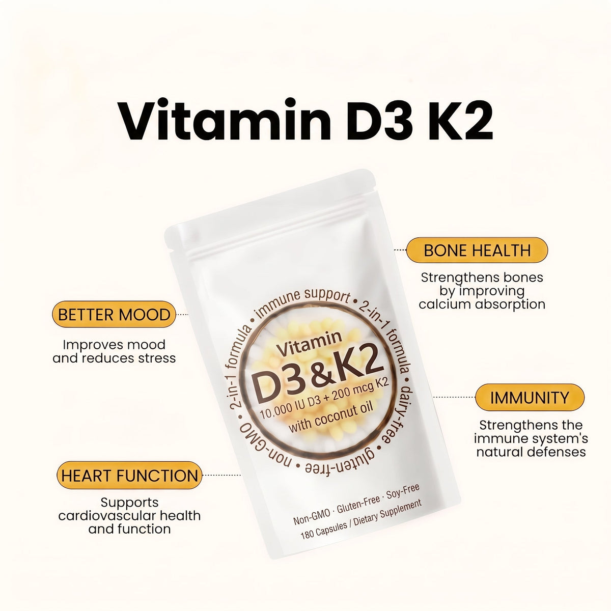Vitamin D3 K2 for mood, bones and immune system
