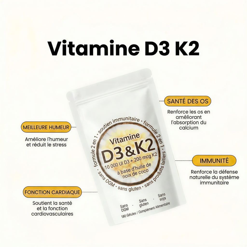Vitamine D3 & K2 Haute Dose – Gélules Molles
