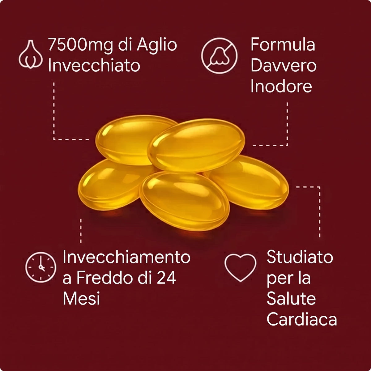 7500 mg di aglio invecchiato, formula davvero inodore, invecchiamento a freddo di 24 mesi