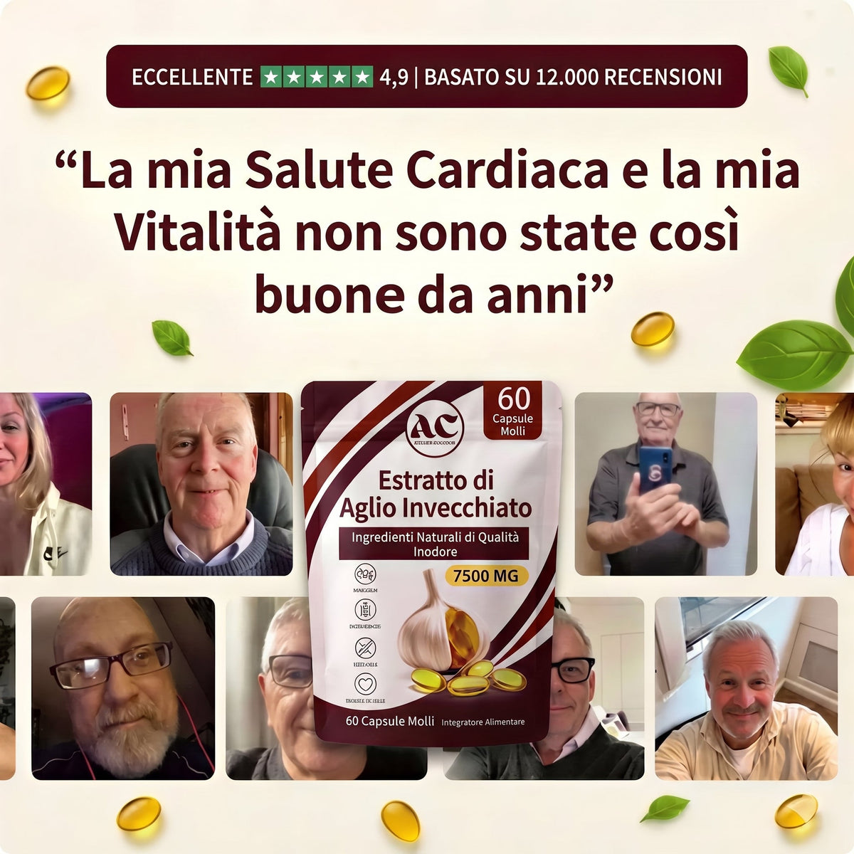Recensioni dei clienti dell'Estratto di Aglio Invecchiato, 4,9 su 5 basato su 12.000 recensioni